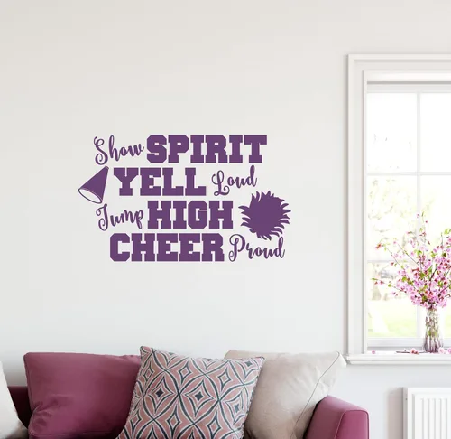 Miniatura 5 de 38"x24" Show Espíritu Yell Loud Jump alta Cheer orgullosos pompones animadora del megáfono calcomanía decorativo para pared arte mural decoración
