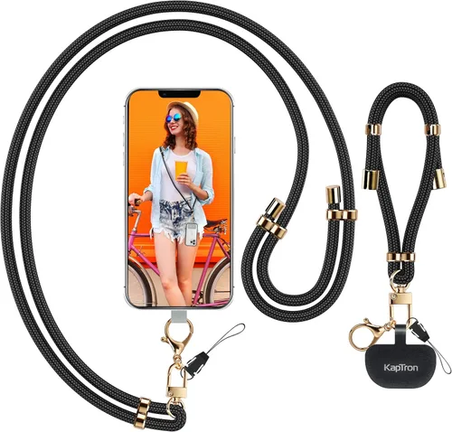 Kaptron 2 cordones para teléfono celular: correa universal ajustable para teléfono y correa de muñeca, con 2 clips de langosta y 2 parches de