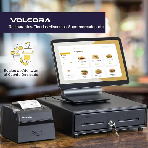 Miniatura 6 de Volcora Cajón electrónico de caja registradora de 13 pulgadas para sistema de punto de venta (POS) con bandeja de efectivo de 4 billetes y 5 Negro