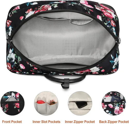 Miniatura 100 de IBFUN Bolsas de fin de semana para mujer, bolsa grande de lona para viaje, bolsa de viaje con compartimento para zapatos, 21 pulgadas, juego de 3