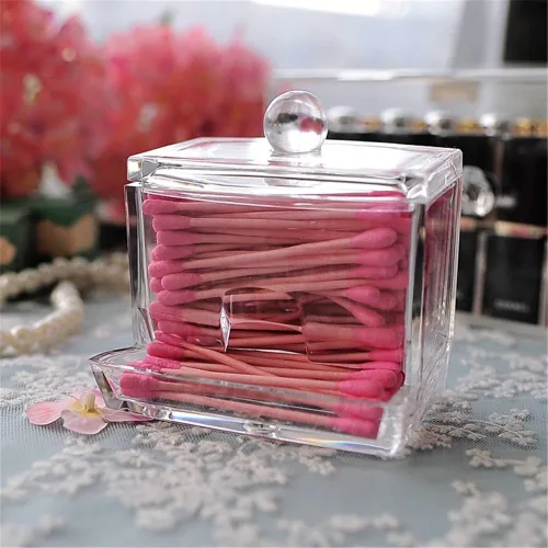 Miniatura 3 de Sooyee Qtip Holder - Organizador de baño, organizador de almacenamiento de acrílico Q Tip, soporte para hisopos de algodón, dispensador Qtip