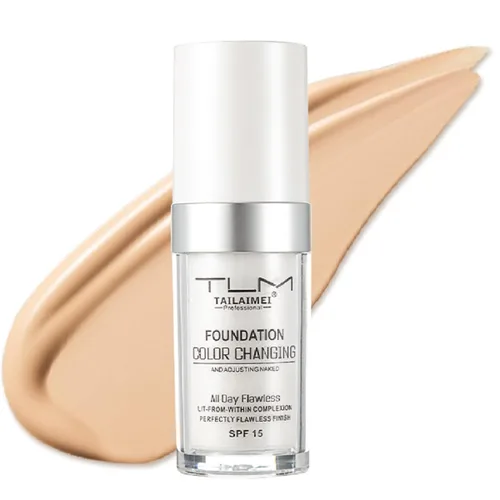 TLM Foundation cambio de color, corrector líquido oculta arrugas y líneas | Todo el día impecable tono de piel caliente BB crema maquillaje base