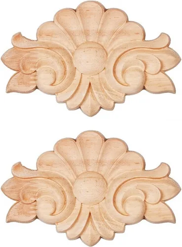 Miniatura 31 de Apliques de madera - Onlays tallados a mano (sin pintar) para puerta, pared, gabinete, chimenea y armario