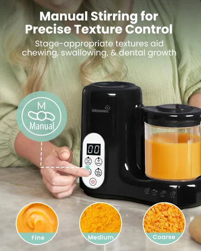 Miniatura 5 de GROWNSY Fabricante de Alimentos para Bebés con Cesta de Vapor, Procesador de Alimentos para Bebés de Un Paso, Vaporera, Puré, Licuadora