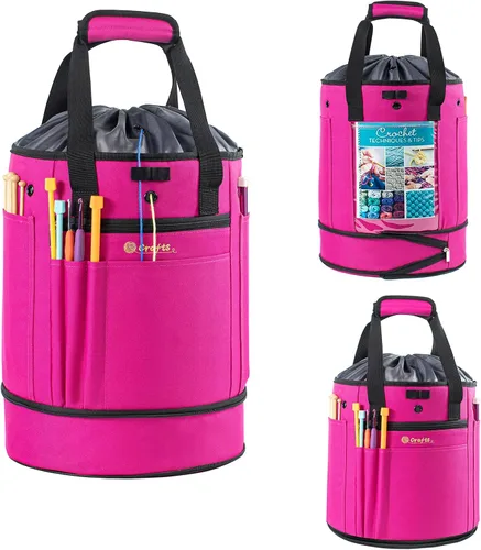 Miniatura 7 de MYBAGZING Organizador de almacenamiento de hilo expandible, bolsa de ganchillo y bolsa de hilo con cierre de cremallera, soporte de hilo para Rosa-Ⅱ