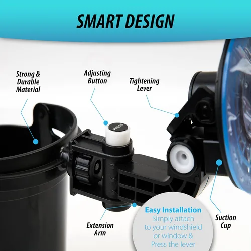 Miniatura 3 de ZONETECH Soporte plegable empotrado para bebidas, organizador de bebidas ajustable para vehículos, color negro de alta calidad
