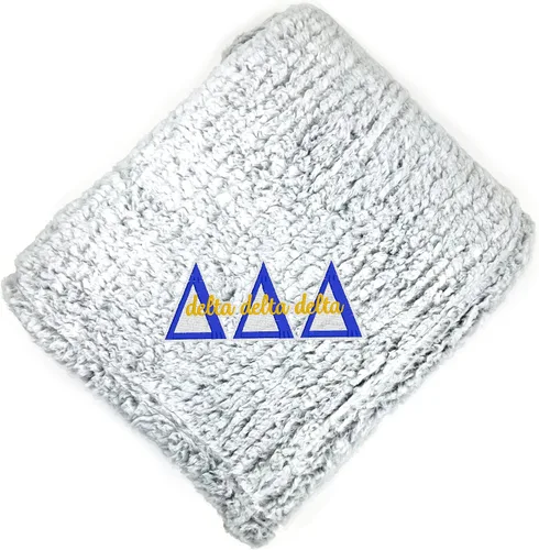 Miniatura 15 de Go Greek Chic Alpha Chi Omega - Manta de sherpa bordada (azul marino)