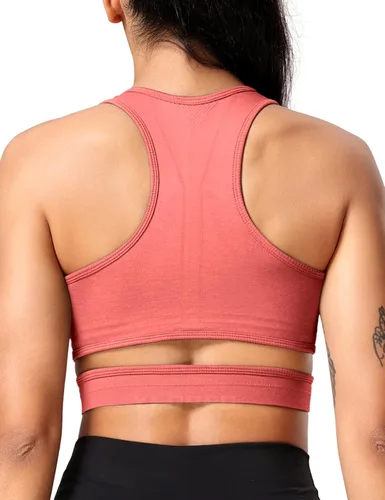 YEOREO Sujetador deportivo sin mangas para entrenamiento, tops cortos con espalda cruzada y acolchado para yoga