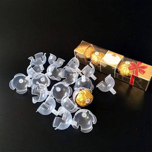 Miniatura 5 de Beavorty 60 piezas de soporte de chocolate transparente para taza de caramelo, base de ramo de chocolate, bandeja de chocolate redonda de plástico