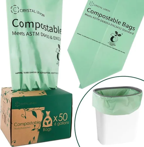 Miniatura 12 de Crystal Lemon - 30 bolsas biodegradables de 6 galones, resistentes y sin perfume, ideales para cocina, baño, patio y residuos de alimentos