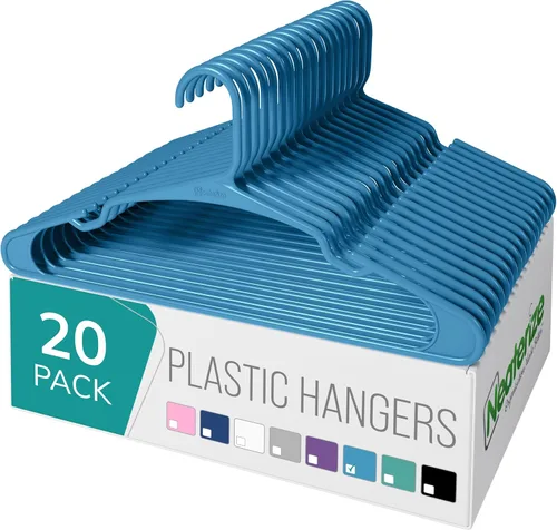 Miniatura 14 de NEATERIZE Ganchos para Colgar Ropa 50 Pack Azul - Ganchos de Plástico - Percheros de Ropa