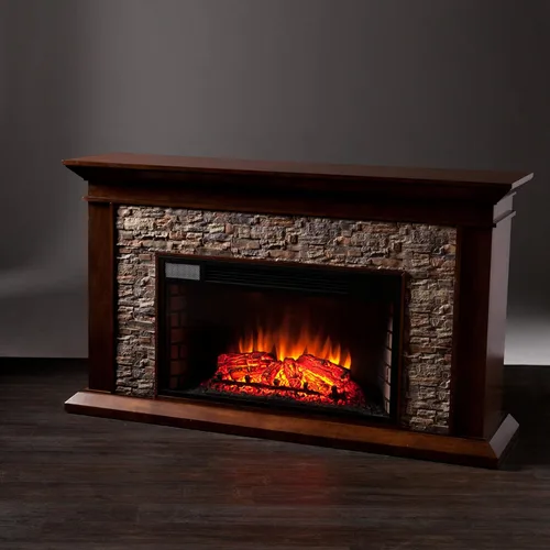 Miniatura 7 de SEI Furniture Canyon Heights - Chimenea eléctrica de piedra apilada de imitación de 60 pulgadas, whisky de arce