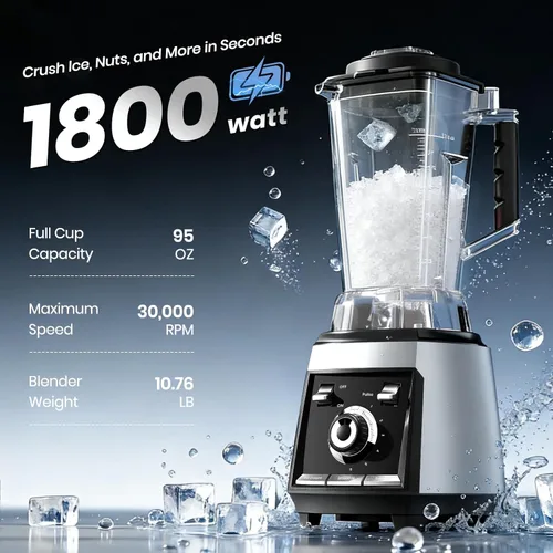 Miniatura 3 de Sakgos Licuadoras para cocina, licuadora de batidos de 1800 W, licuadora profesional de alta velocidad para encimera con cuchillas de acero