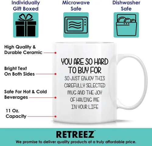 Miniatura 3 de Retreez Taza divertida – You Are So Hard to Buy For Enjoy This Mug and the Joy - Tazas de café de cerámica de 11 onzas, sarcasmo, sarcástico