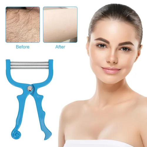 Miniatura 4 de Depiladora facial manual para mujeres, removedor de vello de primavera para cara, barbilla, labio superior, herramienta de depilación portátil (azul)