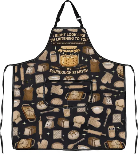 Miniatura 10 de JXGZSO Delantal para panadería de masa madre para amantes del pan, regalo de masa madre es mi lenguaje de amor, delantal para hornear maestro