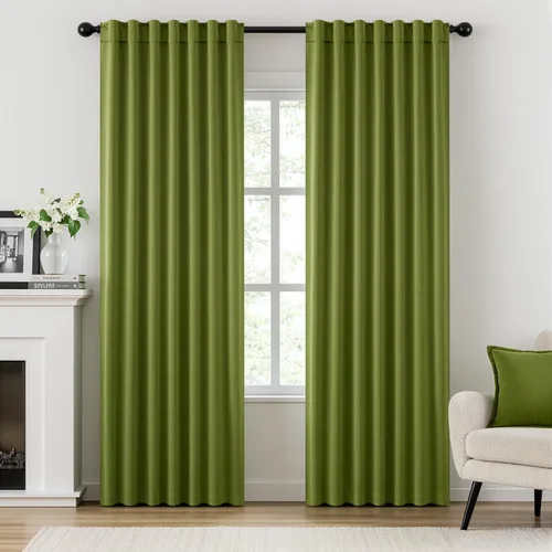 Miniatura 12 de ANRODUO Juego de 2 cortinas con bloqueo de luz del 99%, cortinas de 84 pulgadas de largo, cortinas negras para dormitorio, cortinas con aislamiento