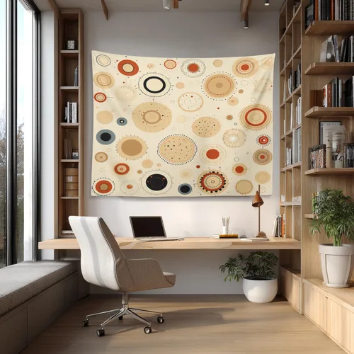 Miniatura 2 de Shrahala Circles Tapestry, Abstract Art With Various Circles Wall Hanging Hd Print Polyester Backdrop For Dorm Room Bedroom 30 X 40 In