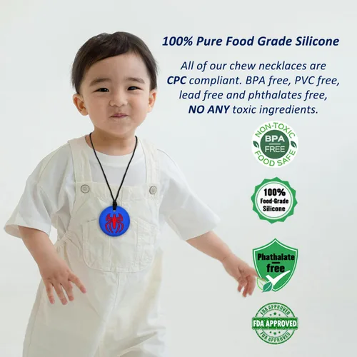 Miniatura 2 de Collares masticables para niños sensoriales varones, paquete de 6 collares masticables juguetes sensoriales para niños con autismo, TDAH, SPD