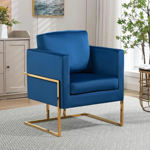Miniatura 11 de Silla decorativa moderna de terciopelo, sillón tapizado de mediados de siglo para sala de estar, dormitorio, cómodo sofá individual, silla de club