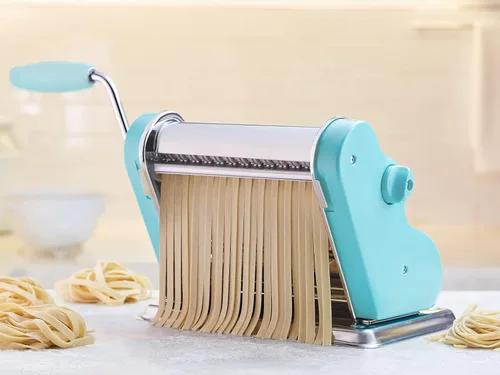 Miniatura 5 de PASTALINDA Máquina para hacer pasta Classic 200, rodillos de 7.9 in de ancho, 9 posiciones de grosor, 2 posiciones de corte, acero inoxidable