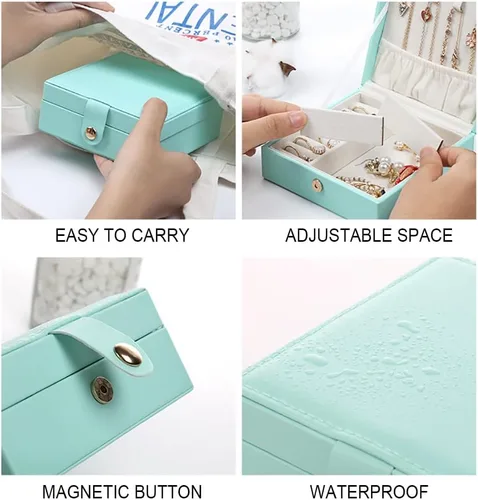 Miniatura 5 de Joyero de viaje de piel sintética, organizador pequeño, organizador de joyería, tamaño de viaje, artículos esenciales de viaje para lápiz labial