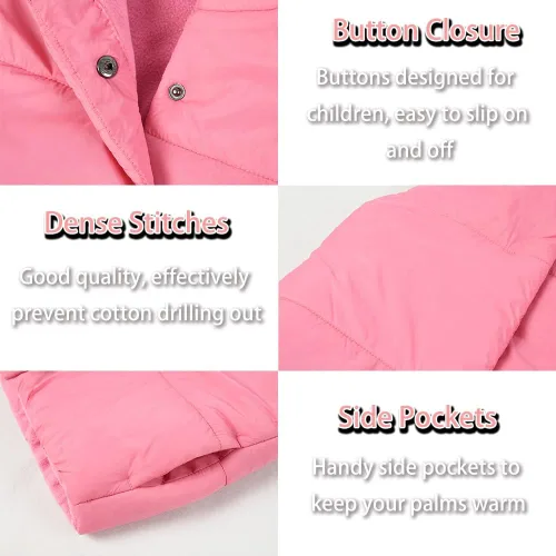 Miniatura 4 de SNOW DREAMS Chaleco acolchado para niñas, chaquetas ligeras sin mangas con capucha para invierno y otoño, abrigo acolchado