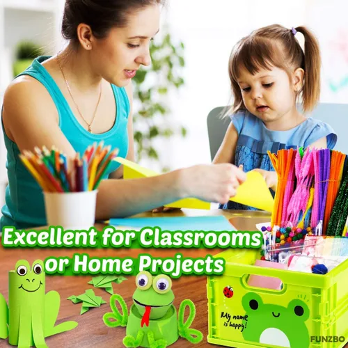 Miniatura 6 de FUNZBO Suministros de Arte y Manualidades Navideñas para Niños - Kits de Manualidades con Limpiapipas, Adhesivos de Paleta, Papel de Construcción