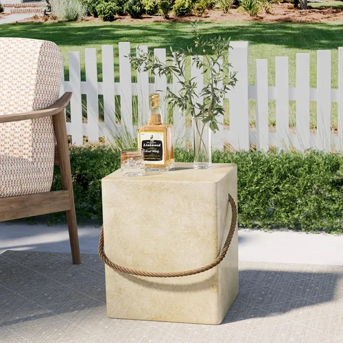 Miniatura 3 de Mesa auxiliar al aire libre, mesa auxiliar rectangular MgO, mesa de centro decorativa para exteriores, balcón, sala de estar