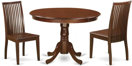 Miniatura 15 de East West Furniture HLIP3-BMK-W - Juego de comedor de 3 piezas que contiene una mesa de comedor redonda con pedestal y 2 sillas de cocina, 42 x 42
