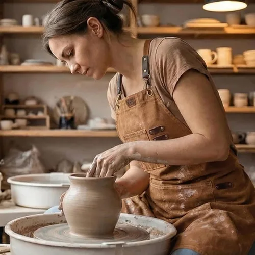 Miniatura 8 de LEATHER VILLAGE Delantales de chef para hombres y mujeres con bolsillos grandes, delantal de trabajo ajustable de lona de algodón con espalda Canela
