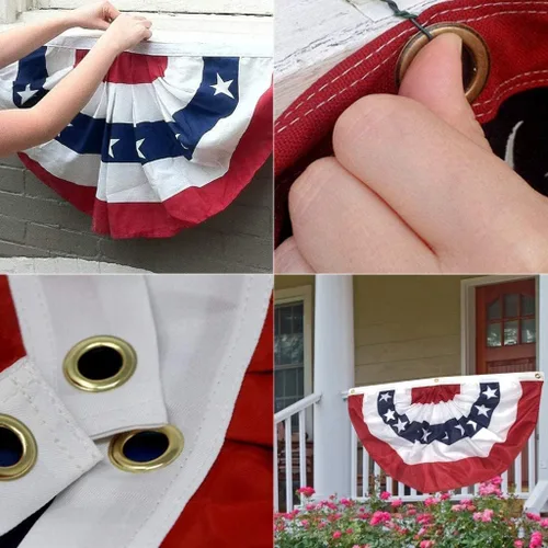 Miniatura 6 de Bandera de Estados Unidos plisada para exteriores, de 2 x 4 pies, bandera bordada con estrellas en Estados Unidos, de nailon Oxford para patriótica