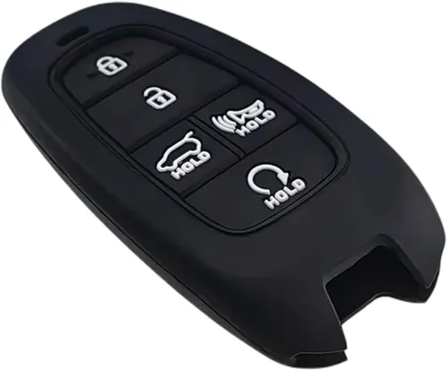 Miniatura 4 de REPROTECTING Funda de Goma de Silicona para Llavero Compatible con (5 Botones) 2019-2023 Hyundai Sonata Santa Fe Tucson Palisade (Negro Negro)