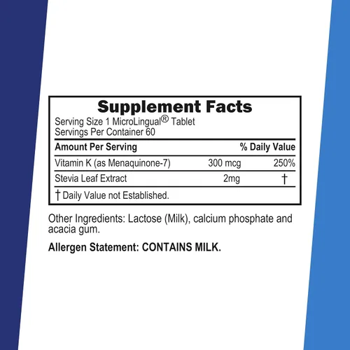 Miniatura 2 de Superior Source Vitamina K2 MK-7 (Menaquinona-7), 300 mcg, tabletas microlignuales de disolución rápida, 60 unidades, huesos y arterias saludables