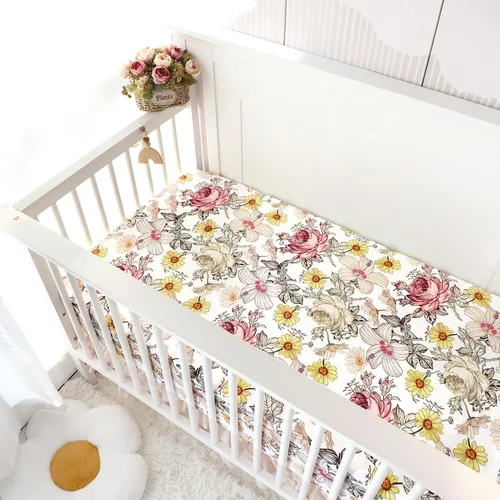 Miniatura 7 de Sábanas de cuna para niña y niño, sábana bajera ajustable para colchones estándar de cuna y de niño pequeño, ultra suaves y transpirables, sábanas