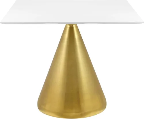 Miniatura 9 de Modway Tupelo - Mesa de comedor cuadrada de 28 pulgadas, color dorado y blanco