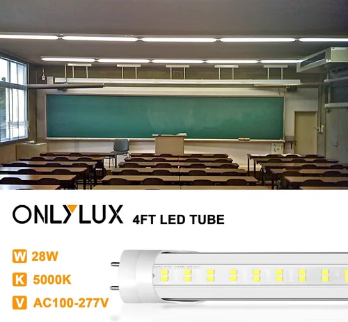 Miniatura 2 de ONLYLUX Paquete de 24 bombillas LED de 4 pies T8 T10 T12, luz diurna de 28 W, 5000 K, 4000 lm, derivación de balasto de potencia de doble extremo