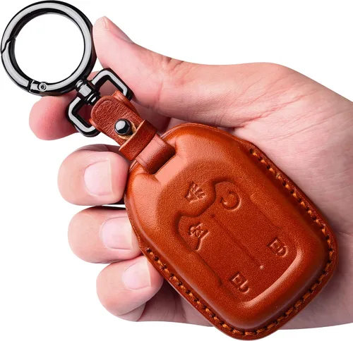 Miniatura 11 de Tukellen Compatible con funda de llave de cuero Chevrolet con llavero, compatible con Silverado GMC Sierra 2019 2020 2021, Negro