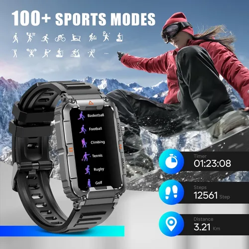 Miniatura 7 de Military Smart Watch for Men with 100+ Sports Modes Fitness Tracker with Heart Rate/Sleep Monitor IP67 Waterproof 1.57’’ IPS Screen Tactical