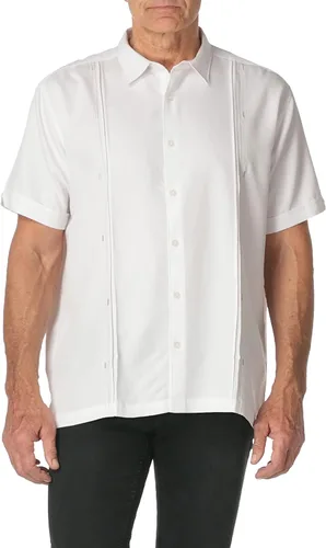 Miniatura 3 de Cubavera Camisa de campamento cubana de manga corta para hombre con paneles de inserción de contraste