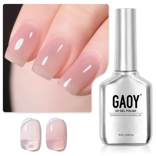 GAOY Esmalte de uñas de gel rosa nude, 16ml, esmalte de uñas de gel rosa pálido translúcido, para quitar con remojo, con luz UV para arte de uñas