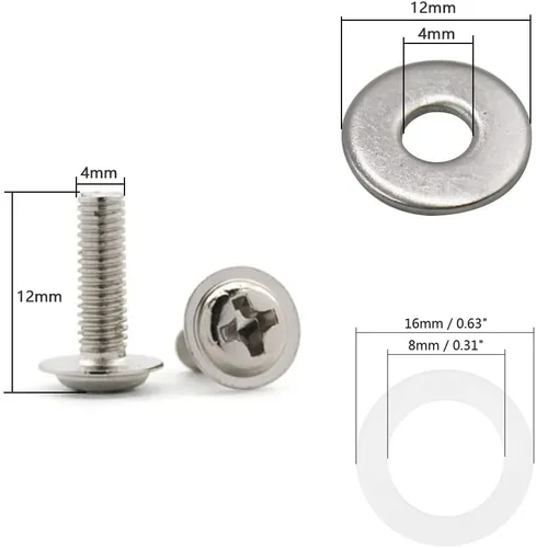 Miniatura 6 de Paquete de 6 lengüetas de tambor plateadas, de un solo extremo, con tornillos de montaje, piezas de percusión (1.5 pulgadas)