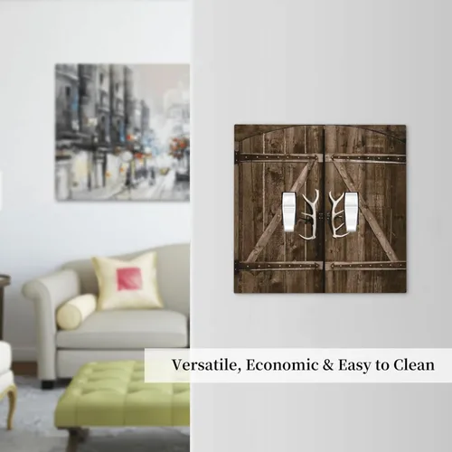 Miniatura 426 de Placa Decorativa de Pared de Granja Rústica con Cuerno de Madera para Puerta de Granero 1 Banda Duplex Cubiertas de Toma Eléctrica Soltera