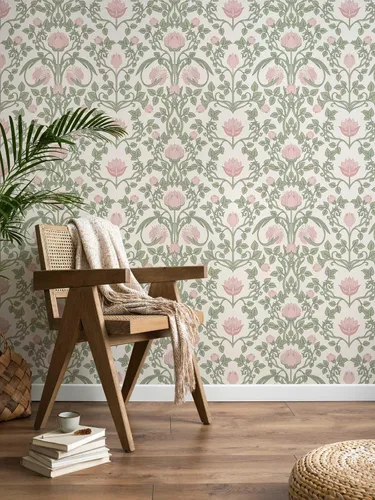Miniatura 10 de YXTII Papel tapiz de 393.7" x 17.3" para despegar y pegar, papel tapiz floral rosa para dormitorio, papel decorativo para pared