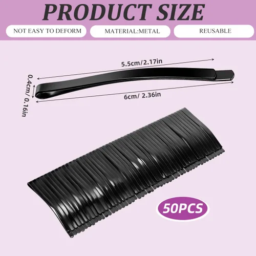 Miniatura 3 de COHEALI 50 horquillas negras para el cabello, pinzas de metal de 2.36 pulgadas a granel, horquillas antideslizantes profesionales para mujeres