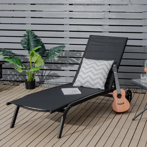 Miniatura 2 de COSTWAY Tumbona para exteriores con ruedas, silla de bronceado ajustable de 6 posiciones con marco de aluminio estable, silla de descanso portátil