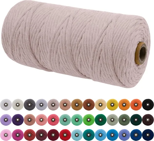Miniatura 136 de JeogYong Cordón de macramé de un solo hilo 2mm x 164 yardas (492 pies) Cuerda de algodón suave, hilo de macramé 2 mm, suministros de macramé