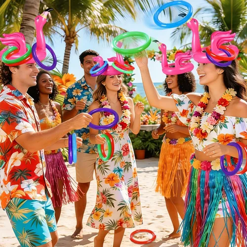 Miniatura 2 de Camlinbo 15 juguetes inflables de flamenco para piscina, juego de piscina, flamencos Luau, decoración de fiesta, juguetes hawaianos de playa