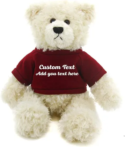 Miniatura 2 de Plushland Oso de peluche Brandon crema de 12 pulgadas, regalo personalizado para el día de la madre, San Valentín, graduación, cumpleaños