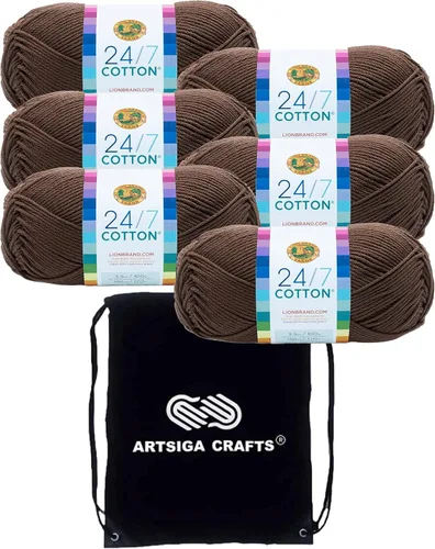 Miniatura 51 de Lion Brand 24/7 Algodón Rosa 761-101 (3 carretes - mismo lote de tinte) Hilado medio #4 de algodón para crochet y tejer con bolsa de proyecto